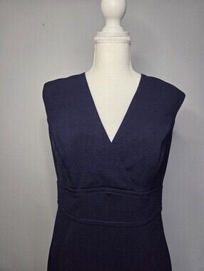 Brooks Brothers Navy Sleeveless V-Neck Midi Dress